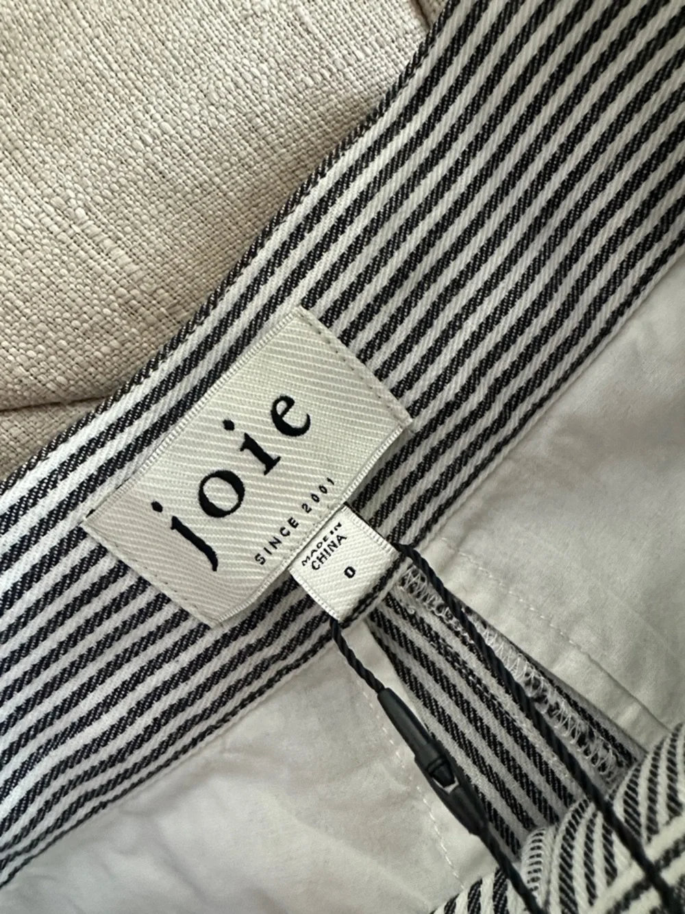 Joie Black and White Pinstripe Tapered Chinos